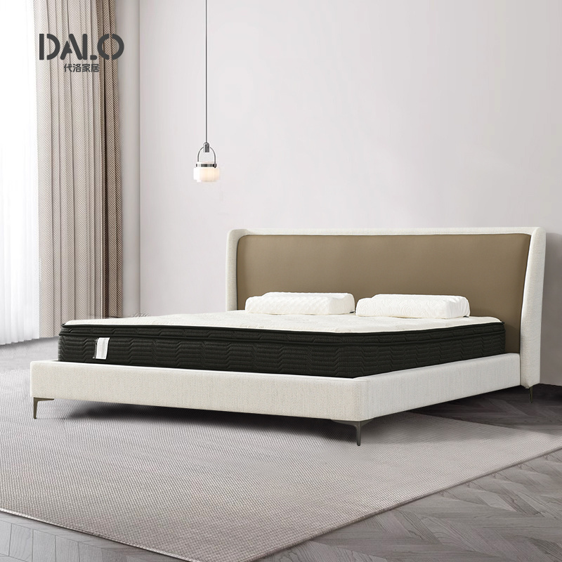 Hot selling soft padded leather headboard, large soft padded headboard, Italian modern minimalist solid wood double bed