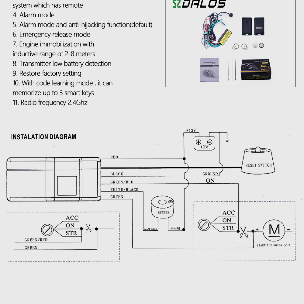 Electronic Anti Theft Anti Hijacked Wireless Vehicle Security Alarm Rfid Engine System Car Immobilizer