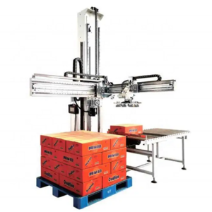 Automatic carton packing palletizing line,Single Arm Rotate Column Carton Case Palletizer Machine