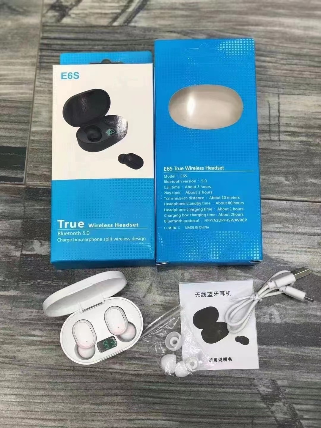 Cheap Tws Headphone Wireless 5.0 Earphone Mini Earbuds With Mic Charging Box Sport Headphone For Smart Phone E7S E6S