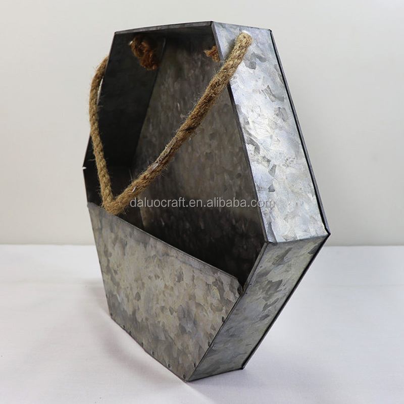 Hexagonal wall hanging metal flower pot hot sale wall hanging planter