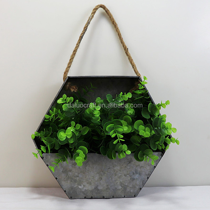 Hexagonal wall hanging metal flower pot hot sale wall hanging planter