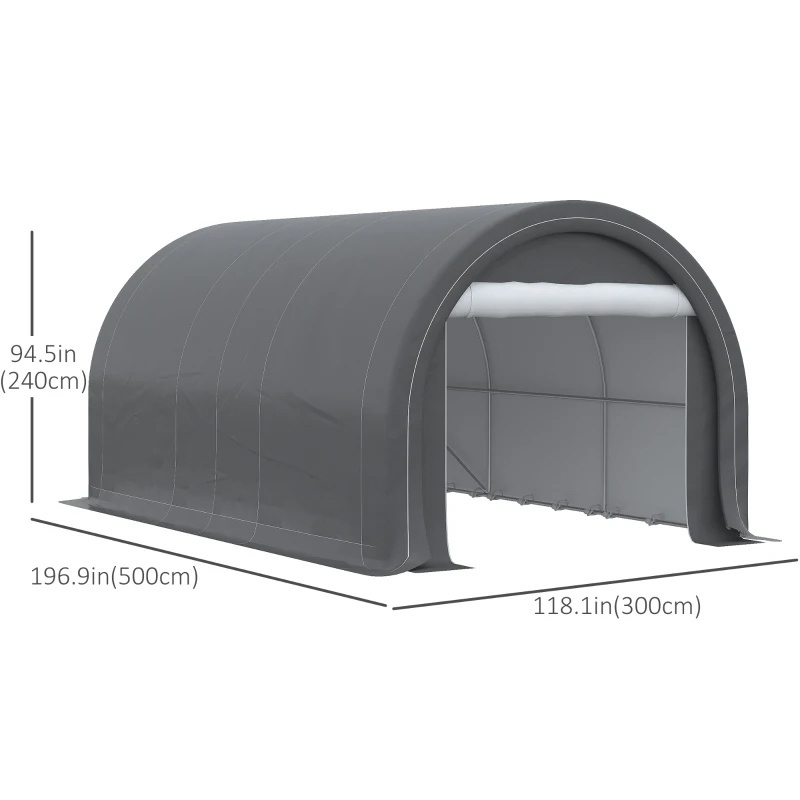 Galvanized Frame Gray PE Waterproof  Heavy Duty motorbike Shed Garden Storage Tent Patio Storage Shelter