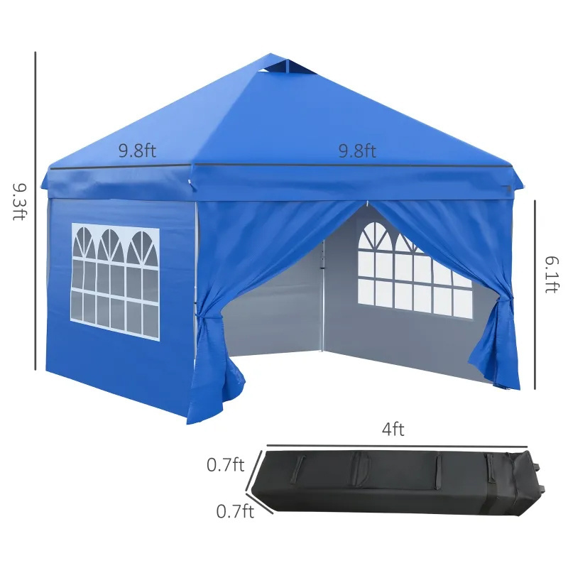 Pvc Cloth 10' x 10' Portable Canopy Portable Outdoor Gazebo Tent Patio Party Tent  with Side Walls