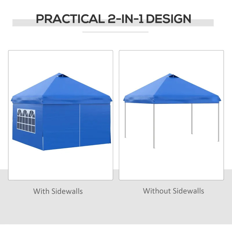 Pvc Cloth 10' x 10' Portable Canopy Portable Outdoor Gazebo Tent Patio Party Tent  with Side Walls