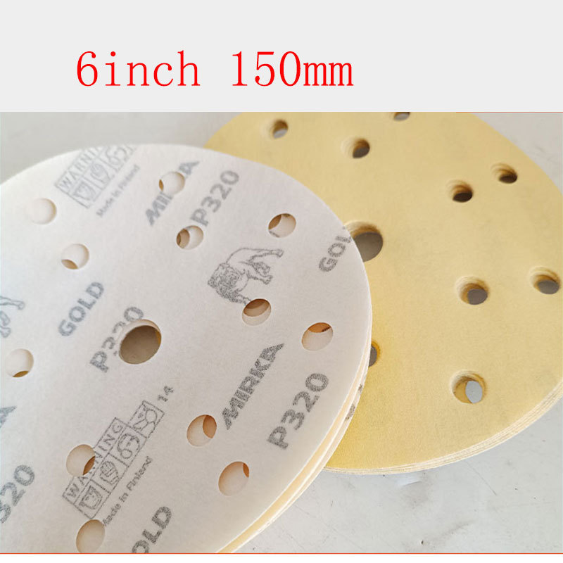 6 Inch 15 Hole Sandpaper 150 MM Sanding Disc Wet and Dry Grit 600/800/ MIRKA Sanding Machine Sandpaper Original Finland