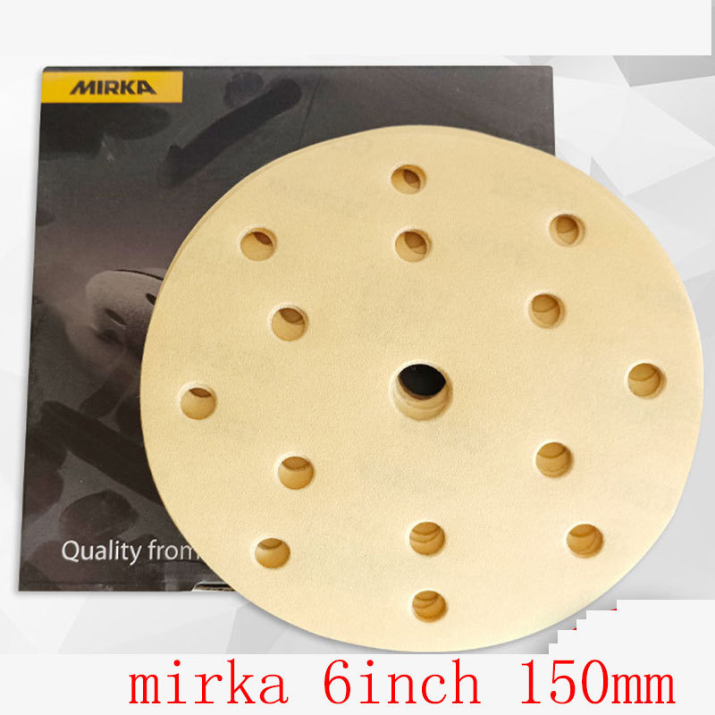 6 Inch 15 Hole Sandpaper 150 MM Sanding Disc Wet and Dry Grit 600/800/ MIRKA Sanding Machine Sandpaper Original Finland