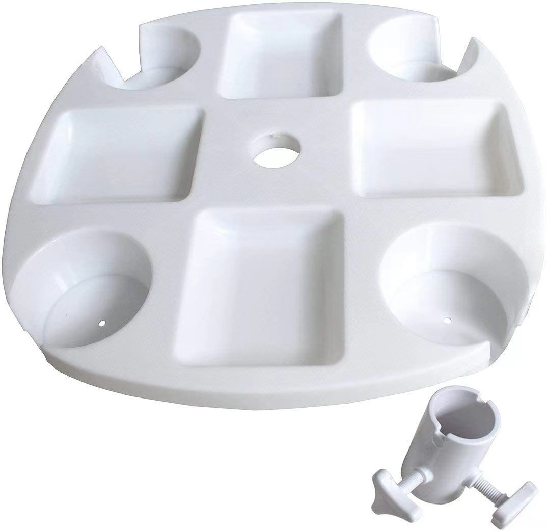 Beach Umbrella Table Tray w/ Cup Holders Mobile Device Slot & Snack Tray