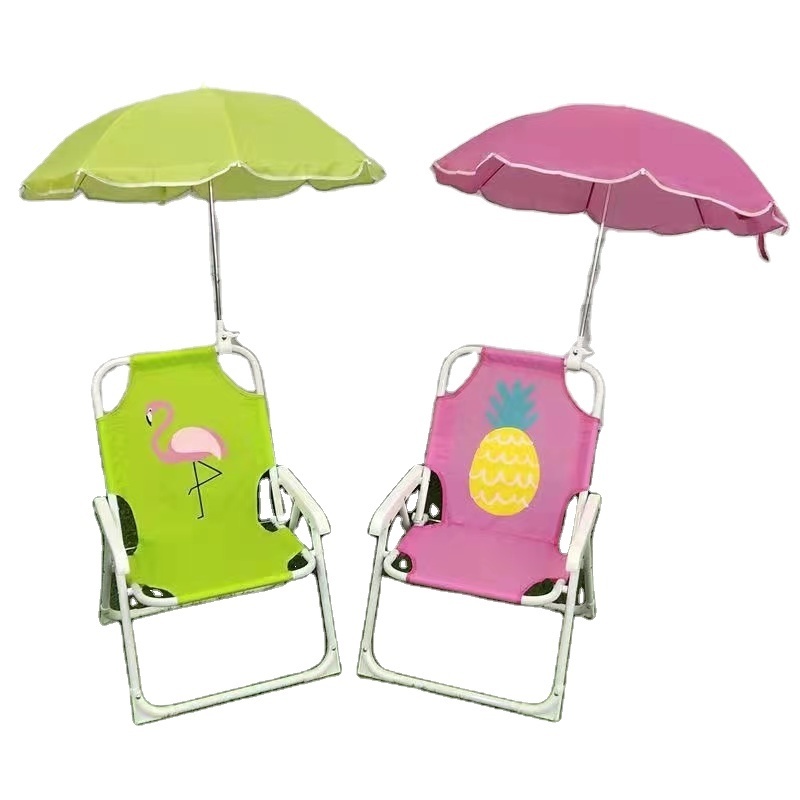 Outdoor Portable Folding Fishing Chair Thickened Sponge Camping Chair with Umbrella Metal Stainless Steel Modern Beach Chairs