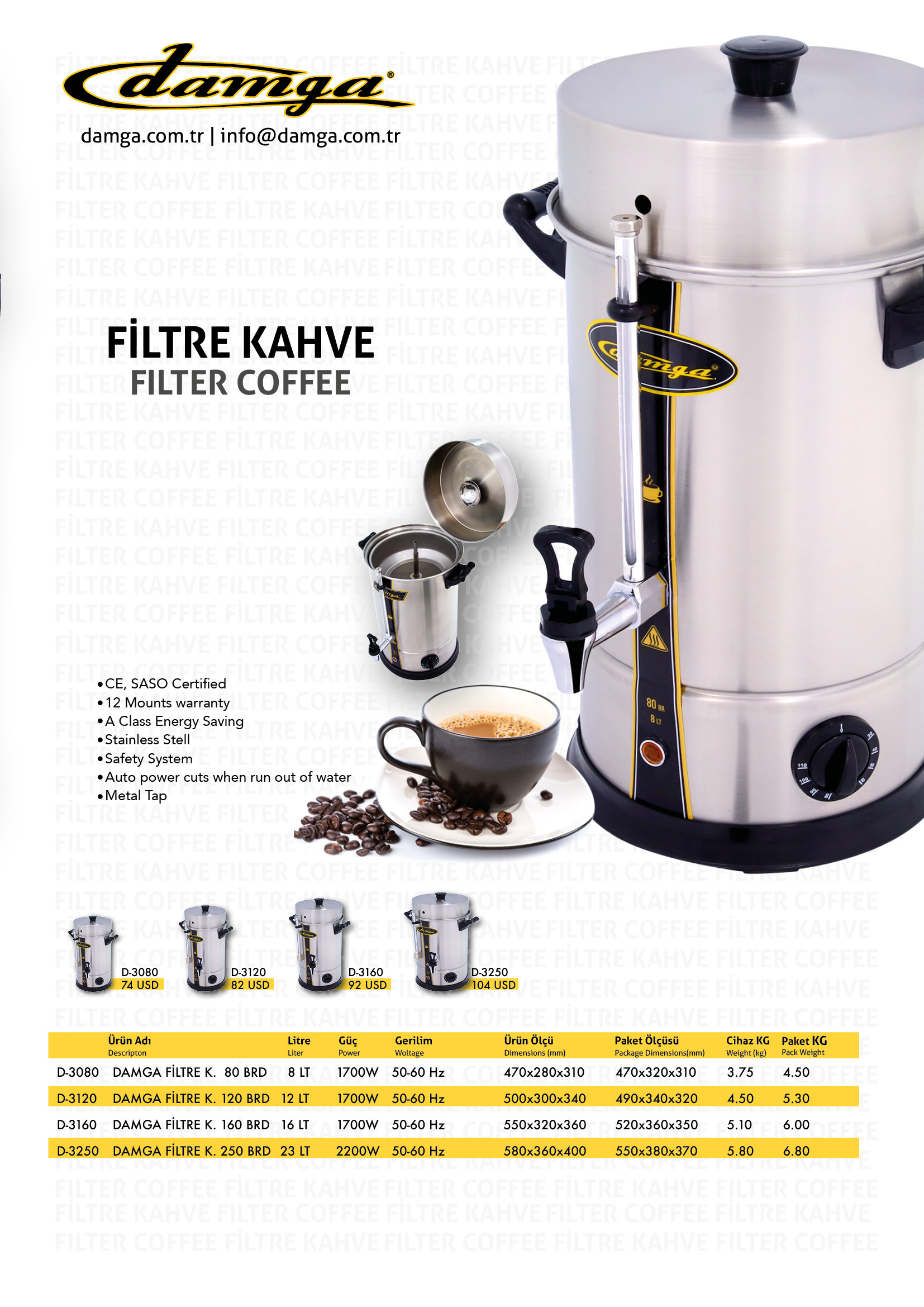 Filter coffee machines  16 liter Damga