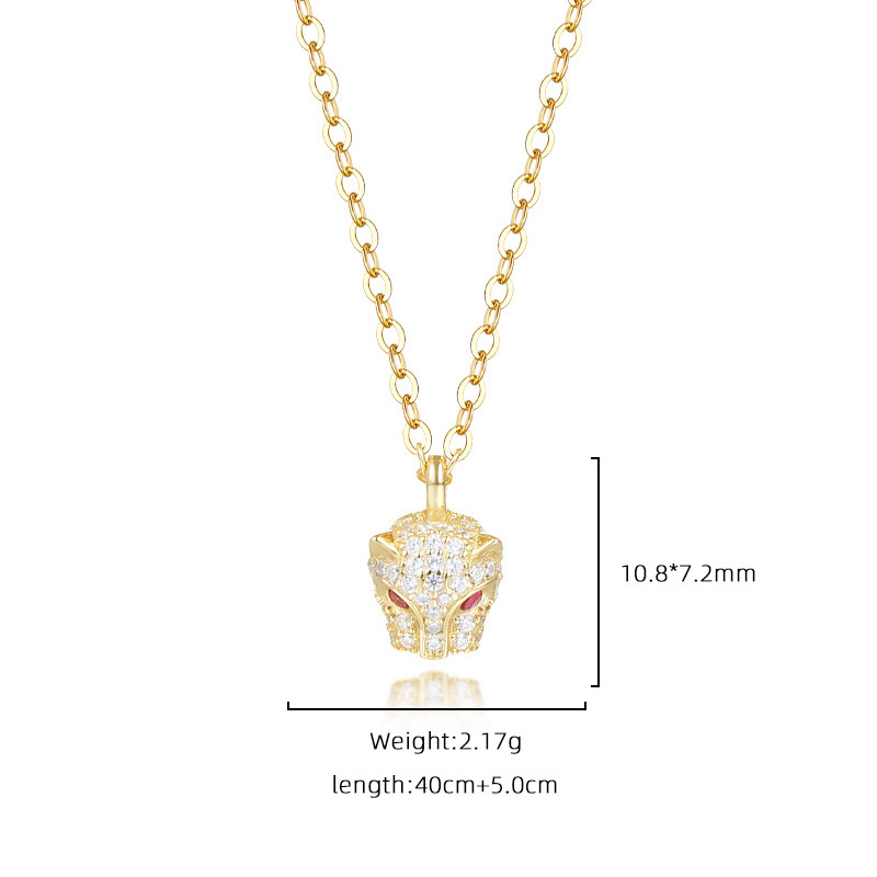 Dainty Wholesale 925 Sterling Silver 18K Gold Plated Animal Leopard Zircon Pendant Necklace for Women