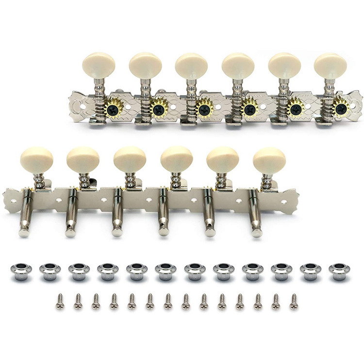 6L6R Chrome 12 Strings Acoustic Guitar Tuning Pegs Mandolin  Machine Heads with Single Hole