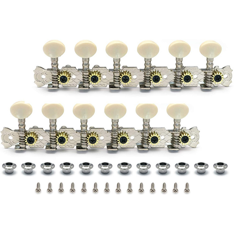 6L6R Chrome 12 Strings Acoustic Guitar Tuning Pegs Mandolin  Machine Heads with Single Hole