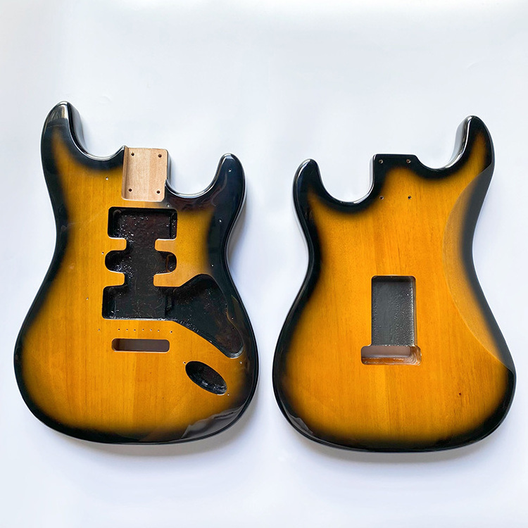 Wholesale 2 Tone Sunburst color finished Electric Guitar Barrel Solid Alder ST Guitar body for DIY guitar building kits