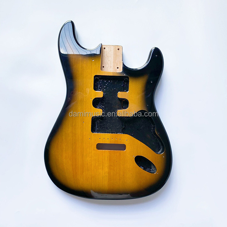 Wholesale 2 Tone Sunburst color finished Electric Guitar Barrel Solid Alder ST Guitar body for DIY guitar building kits