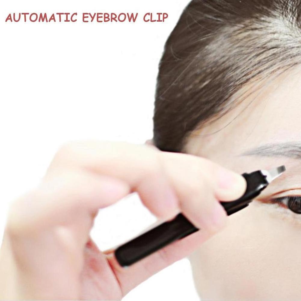 Eyebrow Tweezers Automatically Retractable Slant Tip Face Hair Removal Eyebrow Trimmer Eyelash Clip Makeup Tool