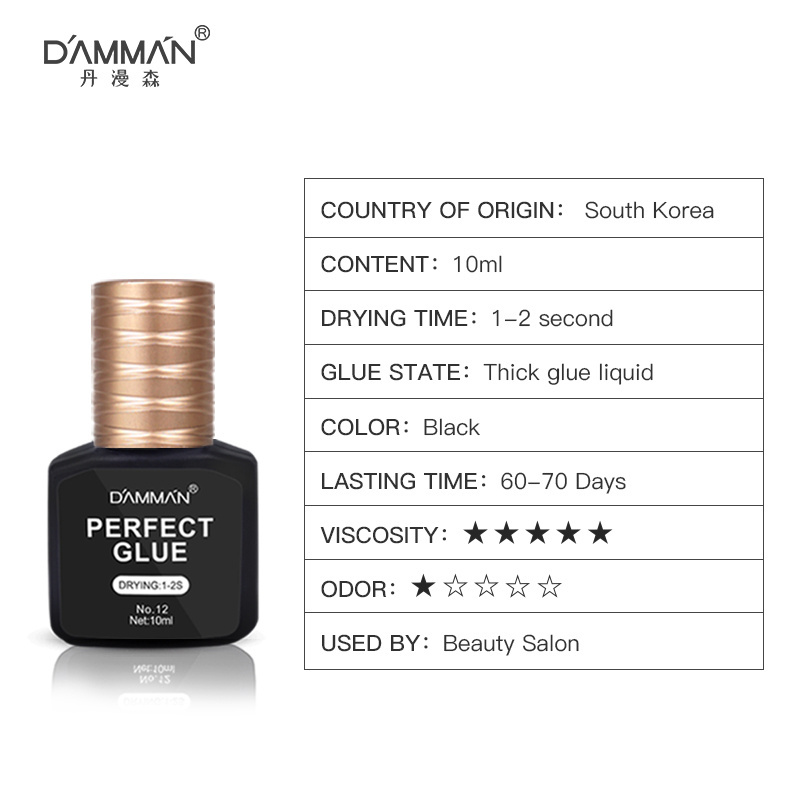 DAMMAN Eyelash glue private label for beauty salon fast dry long lasting professional eyelashes extension custom logo