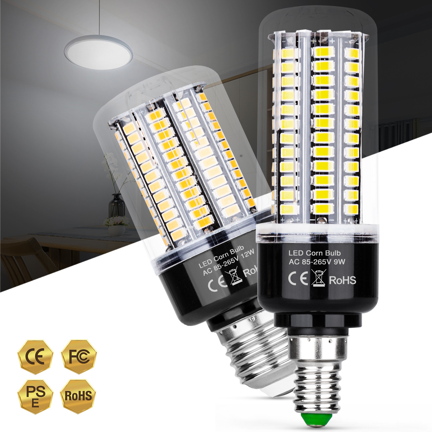 LED Corn Bulbs 5736 Aluminum Substrate Heat Radiation Fill-in Light Indoor Highlight Energy Saving Wide Voltage E27 Corn Bulbs