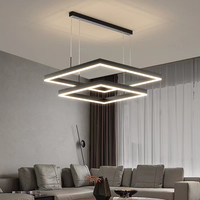 Led Chandeliers Ceiling Light Hotel Bedroom Black Square Led Pendant Lamp Modern Chandelier Luxury,Hanging Light,Chandeliers