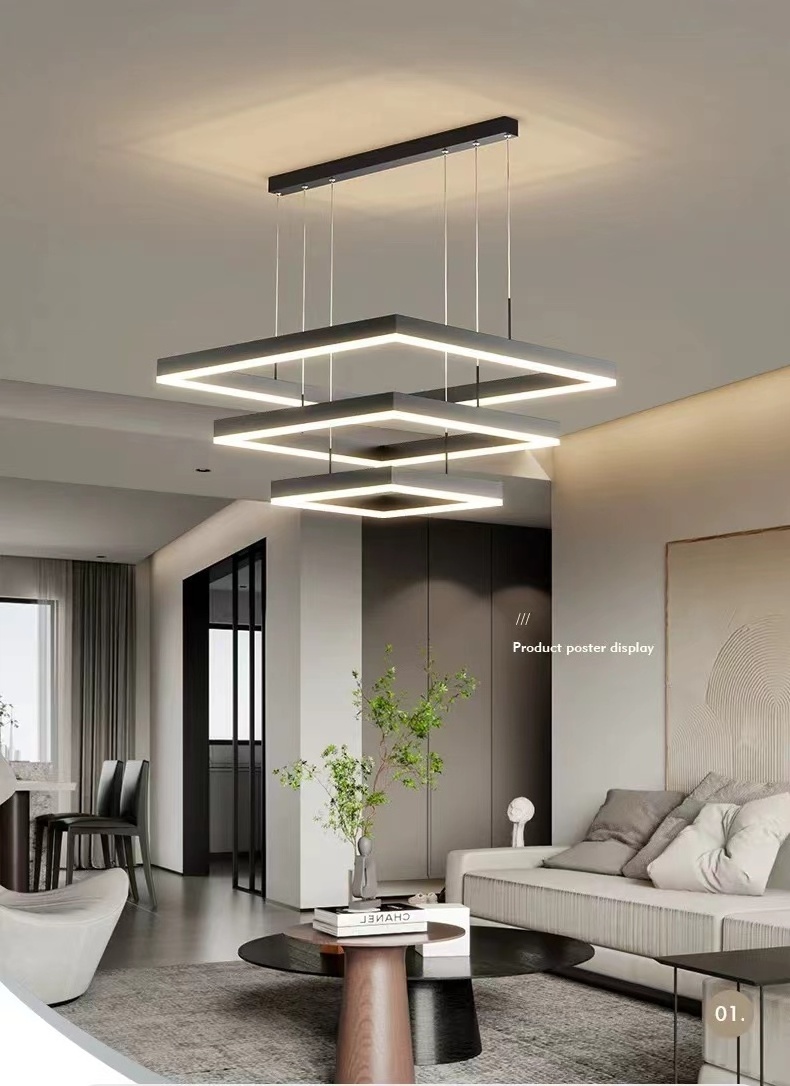 Led Chandeliers Ceiling Light Hotel Bedroom Black Square Led Pendant Lamp Modern Chandelier Luxury,Hanging Light,Chandeliers