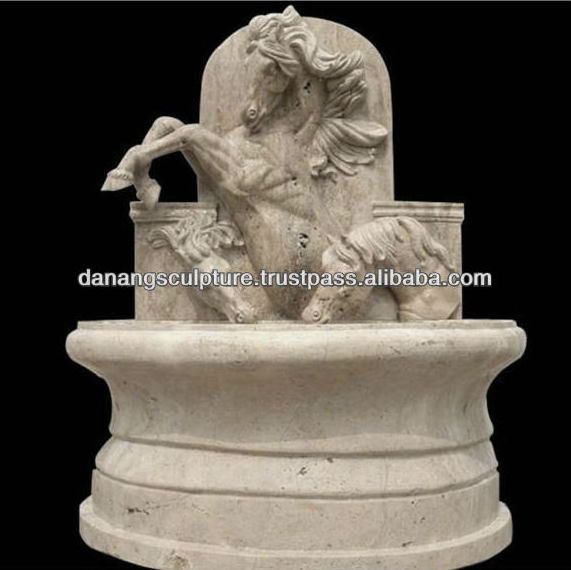 Custom outdoor garden marble horse fountain horse head stone wall fountain outdoor water fountain with horse