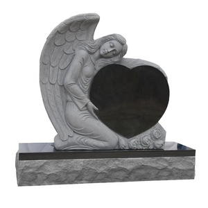 Custom black granite marble angel with heart tombstone heart angel gravestone headstones weeping angel tombstone