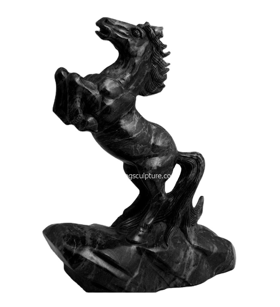 Custom hand carved life size large outdoor horse statues black marble horse sculpture statue for sale