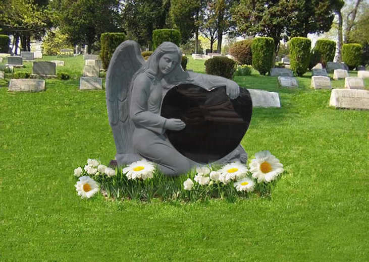 Custom hand carved black granite marble crying angel tombstone tombstones and monuments with angel