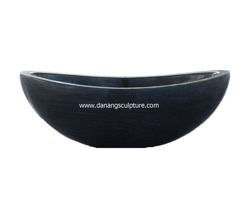 Elegant design freestanding outdoor bathtub solid marble stone bathtub oval black stone bathtub