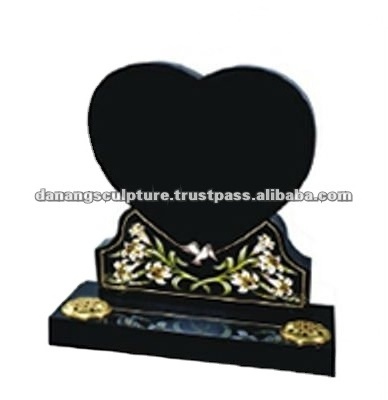 Custom black granite heart shaped headstone heart gravestone headstones for graves tombstones and monuments