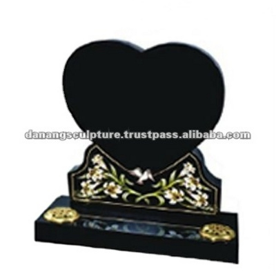 Custom black granite heart shaped headstone heart gravestone headstones for graves tombstones and monuments