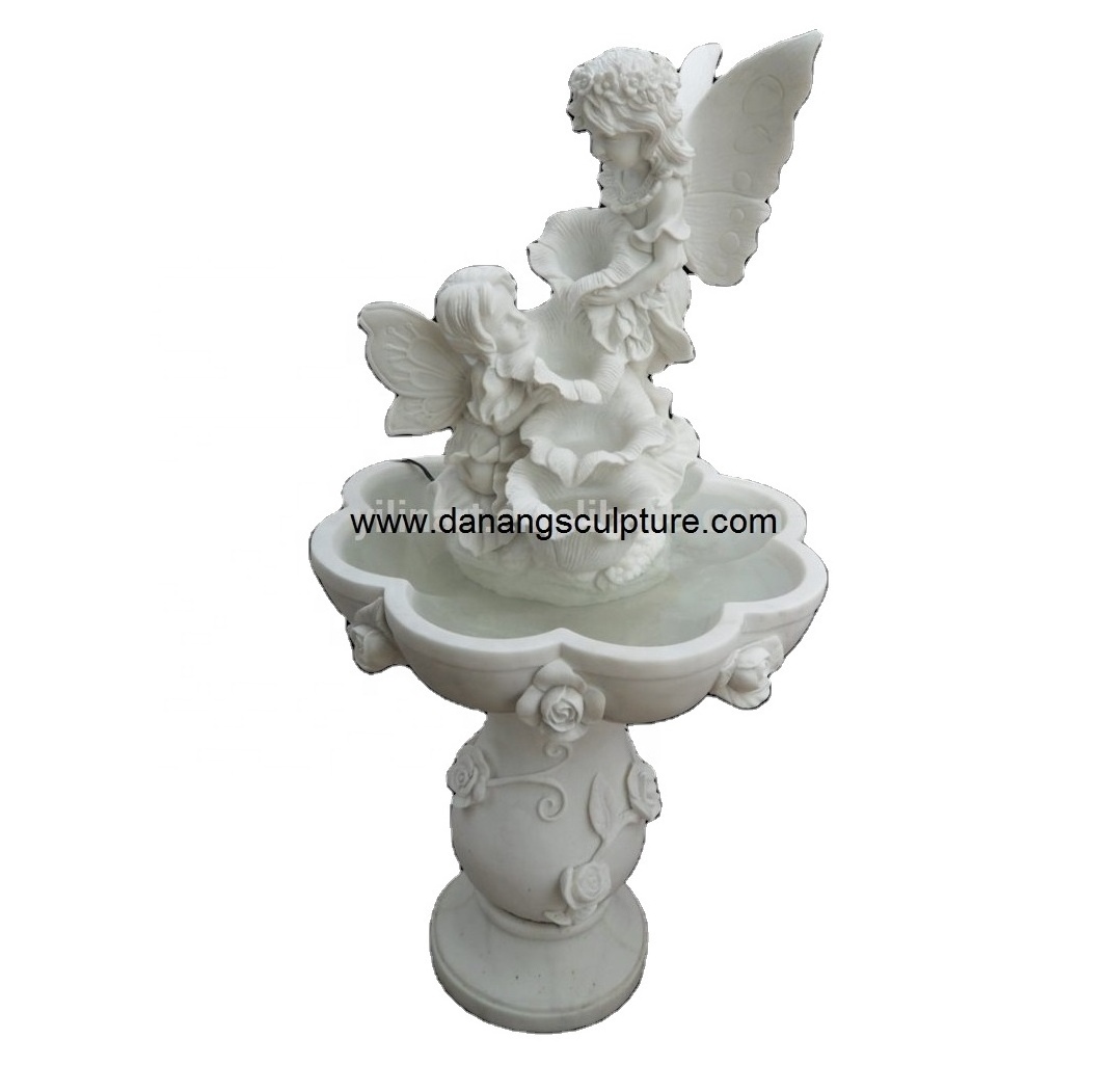 Custom hand carved marble angel girl fountain child statue water fountain angel statue water fountain