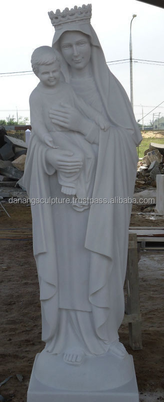 High quality life size Virgin Mary and baby Jesus carved marble stone statue DSF-C069