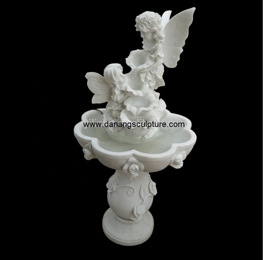 Custom hand carved marble angel girl fountain child statue water fountain angel statue water fountain