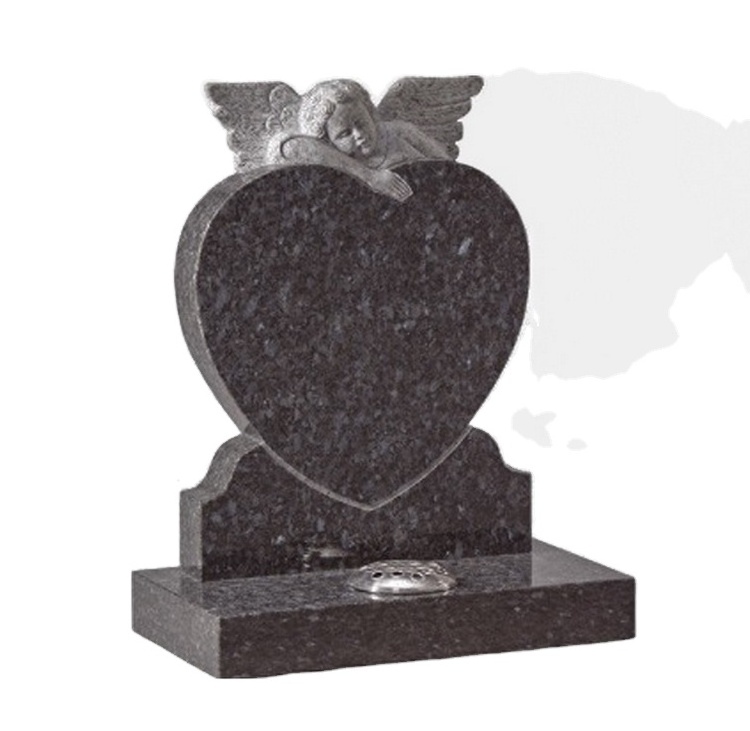 Custom baby tombstones angel headstones angel heart headstone with angel carving granite tombstone monument