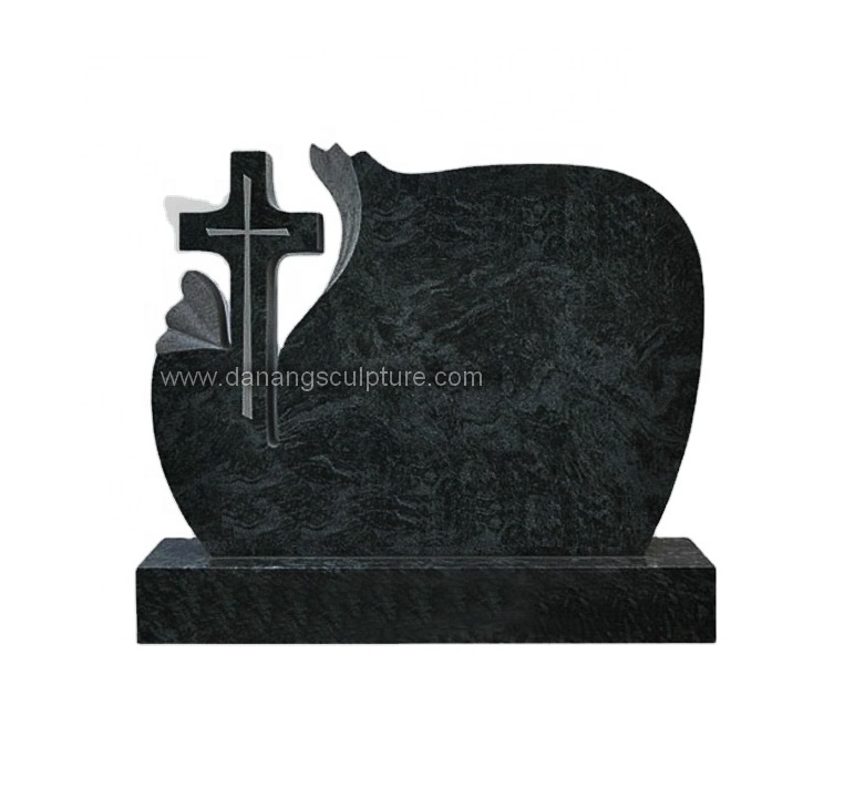 Vietnamese Factory Direct Price High quality Cross shape black marble granite tombstone monument