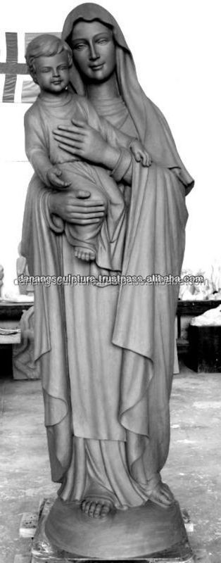 High quality life size Virgin Mary and baby Jesus carved marble stone statue DSF-C069