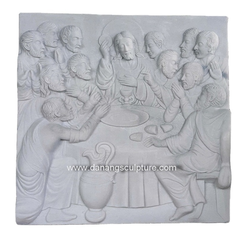 The Last Supper hand carved stone relief white marble Jesus catholic statues wholesale religious statues catholic