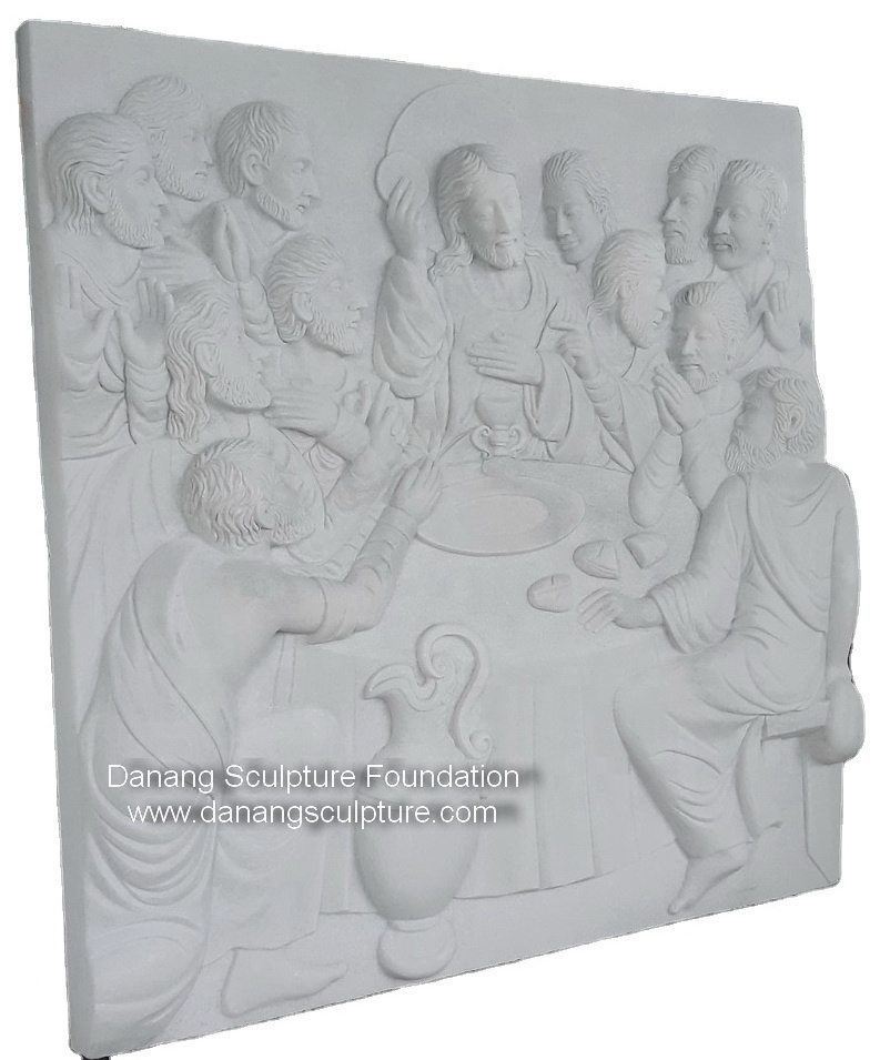 The Last Supper hand carved stone relief white marble Jesus catholic statues wholesale religious statues catholic