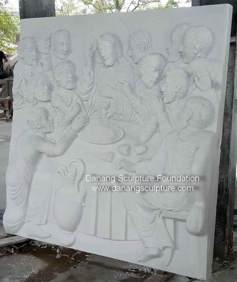 The Last Supper hand carved stone relief white marble Jesus catholic statues wholesale religious statues catholic