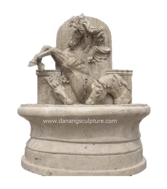 Custom outdoor garden marble horse fountain horse head stone wall fountain outdoor water fountain with horse