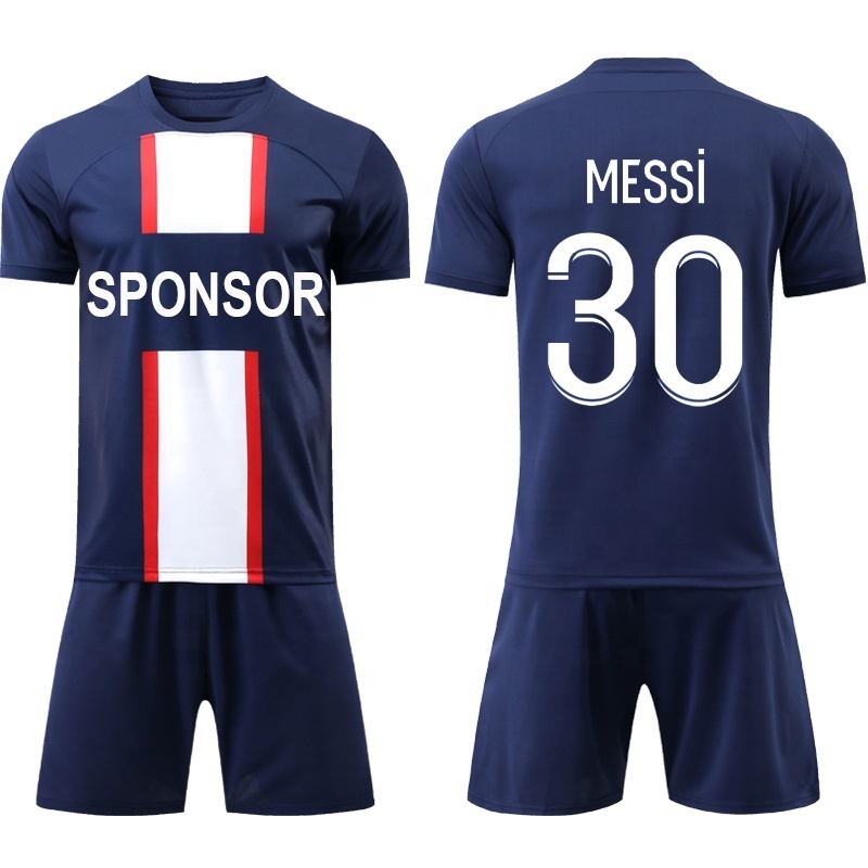 Best Selling Thai Quality Soccer Uniform Jersey Dark Blue Kids Football Training Kits 22/23