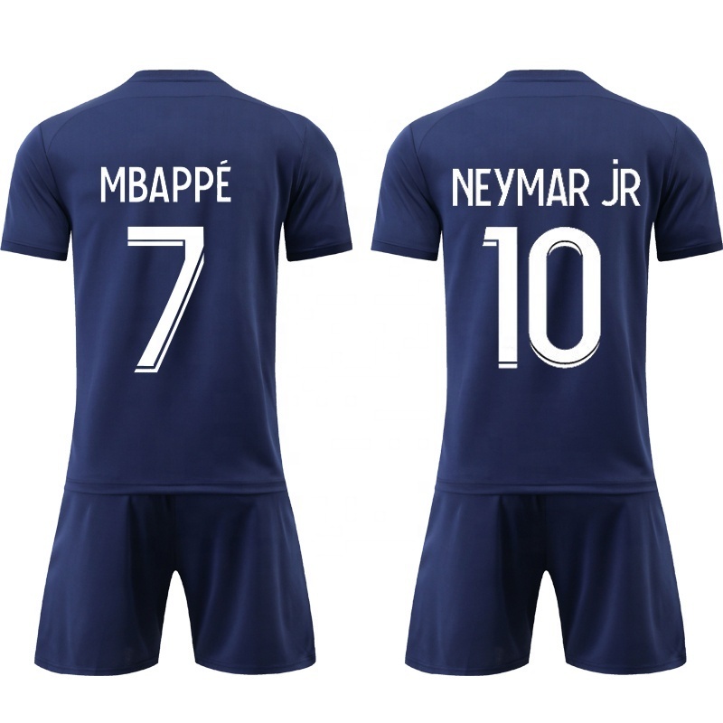 Best Selling Thai Quality Soccer Uniform Jersey Dark Blue Kids Football Training Kits 22/23