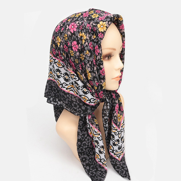 luxury 33 inch  cotton floral printed square ethnic tribal scarves shawls women polyester scarf warm