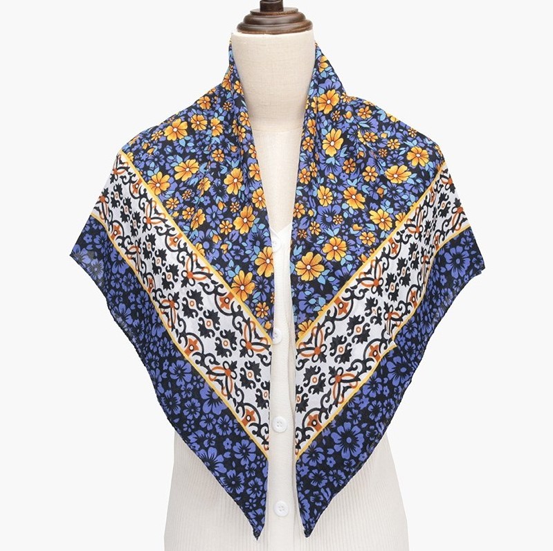 luxury 33 inch  cotton floral printed square ethnic tribal scarves shawls women polyester scarf warm