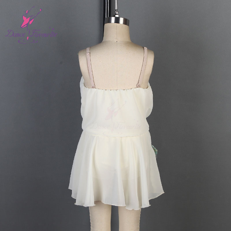 Girls dance costumes ivory spandex bodice ballet dance chiffon dress Cupid costume 19870