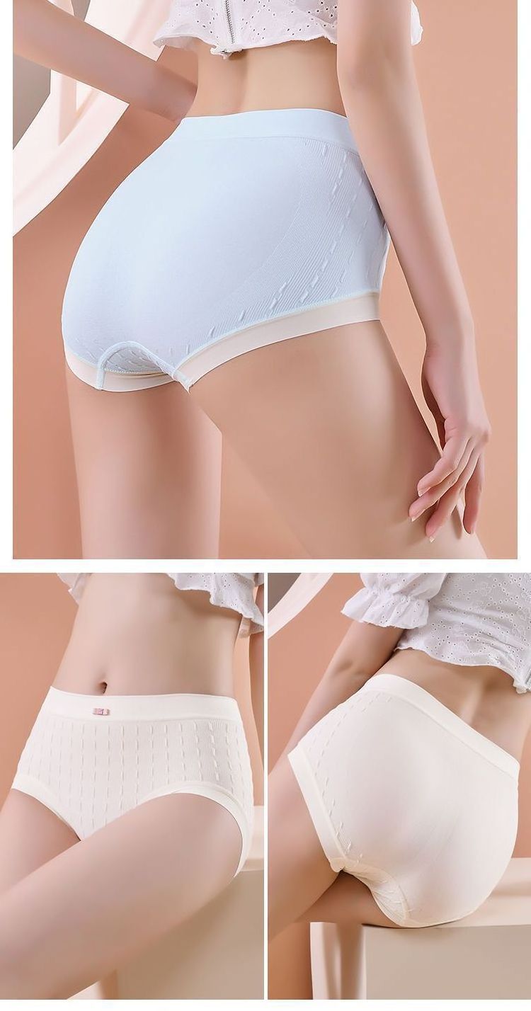 Women's plus size panties mid waist polyester cotton panties tummy underwear everyday comfortable briefs  women's underwear