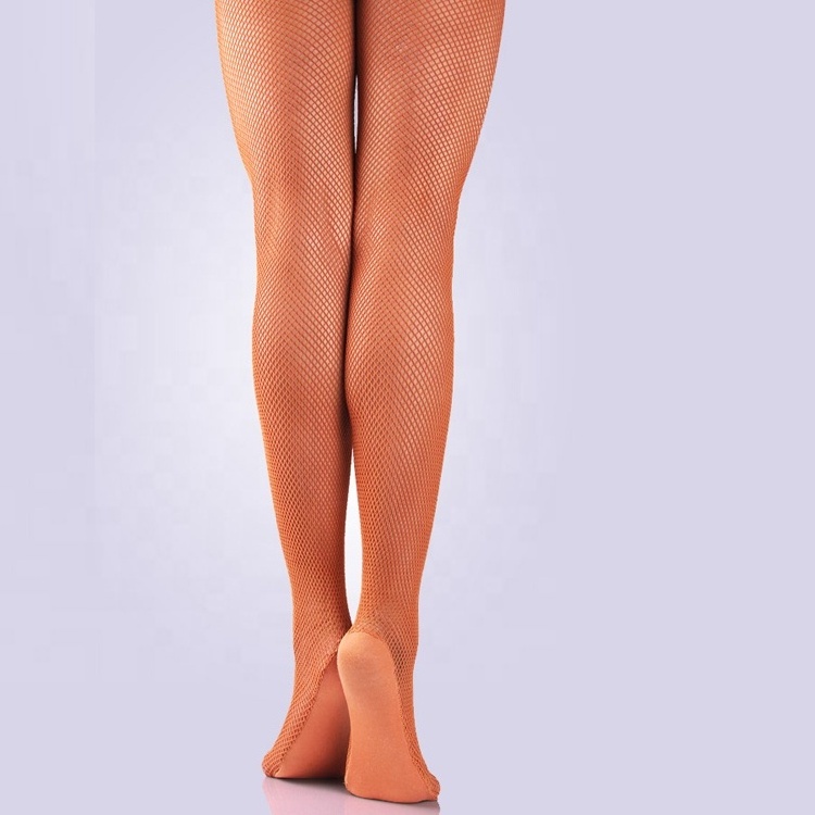 tan Latin dance professional fishnet stocking children Latin dance socks Footed Brown Latin Stocking Women Jazz Net Leggigsn