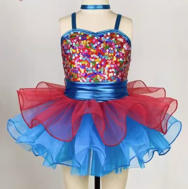 Lycrial stage ballet dress Princess Lovely Festival show singing contest Children's sequins dance dress show Dress Tutu