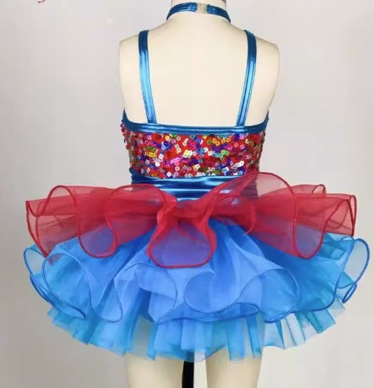 Lycrial stage ballet dress Princess Lovely Festival show singing contest Children's sequins dance dress show Dress Tutu